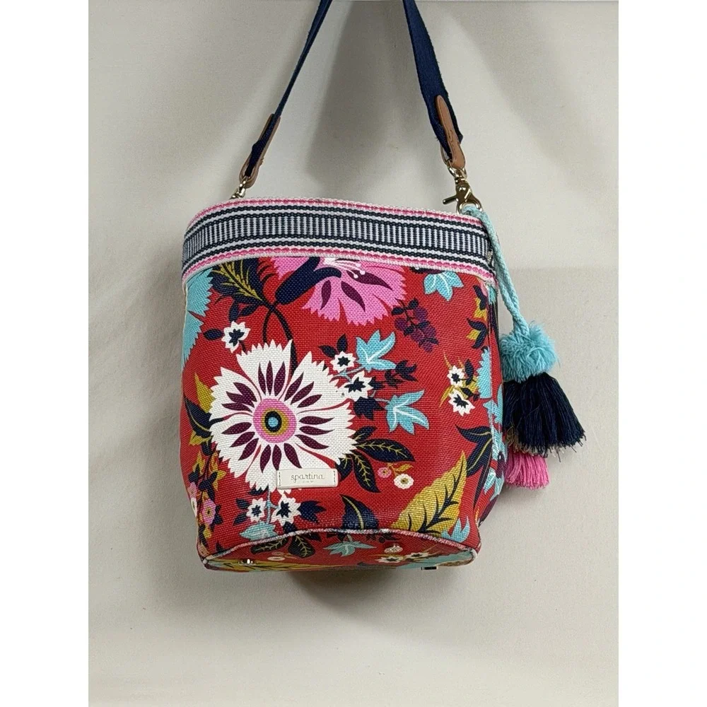 Spartina 449 Little Bermuda Bucket Bag Daufuskie Island Boho Mermaid Beach Linen